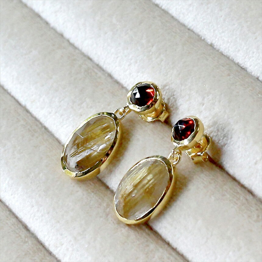 ゴールデンルチルクォーツとガーネッ...