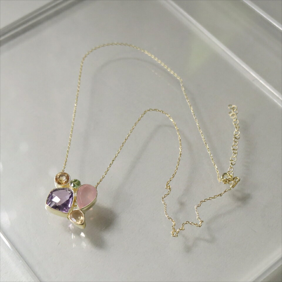 ガラタバザール(キリム&ラグ)のシルバーネックレス ジェムストーン 4カラー Jaipur ジャイプールジュエリー silver925｜アングル2