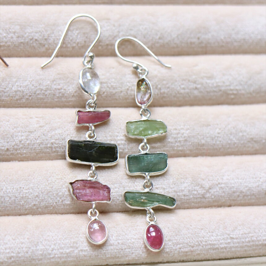 ラフカットマルチトルマリンピアスJ...