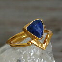 【10%OFFクーポン対象品】ラピスラズリ 2連リング 22KGP トライアングルアロー アルサメイア トルコジュエリー Lapis Lazuri Ring