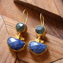 【15%OFFクーポン対象品】アルサメイア 2トーンピアス 天然石/ラブラドライト&ラピスラズリ バイカラー