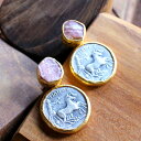 【15%OFFクーポン対象品】アルサメイア インカローズ&コインピアス 馬車に乗る人【現品】 天然石22Kゴールドプレーテッド トルコジュエリー シルバー&ゴー...