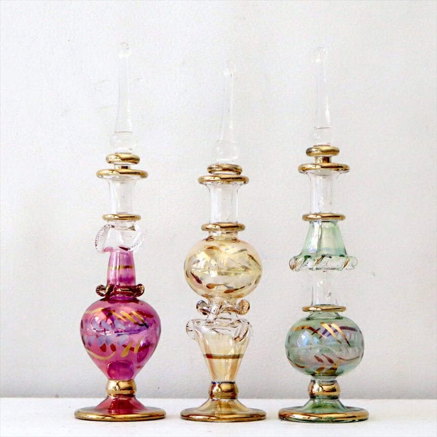 ガラス エジプト香水瓶 3本セット　クレオパトラ　Egyptian Perfume Bottle