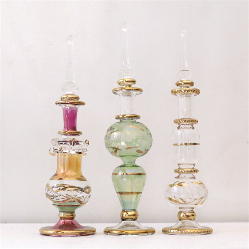 ガラス エジプト香水瓶 3本セット　クレオパトラ　Egyptian Perfume Bottle