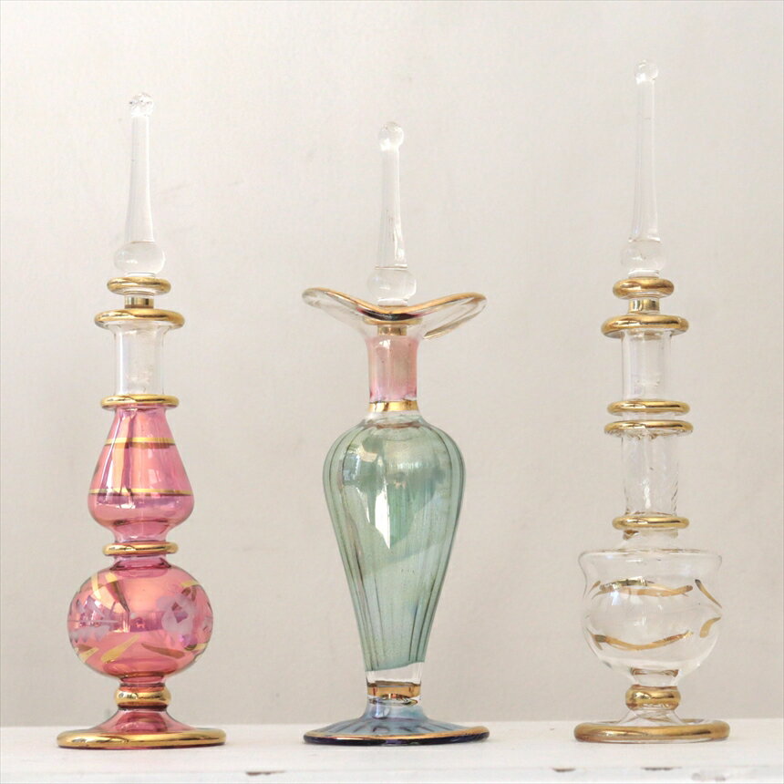 ガラス エジプト香水瓶 3本セット　クレオパトラ　Egyptian Perfume Bottle