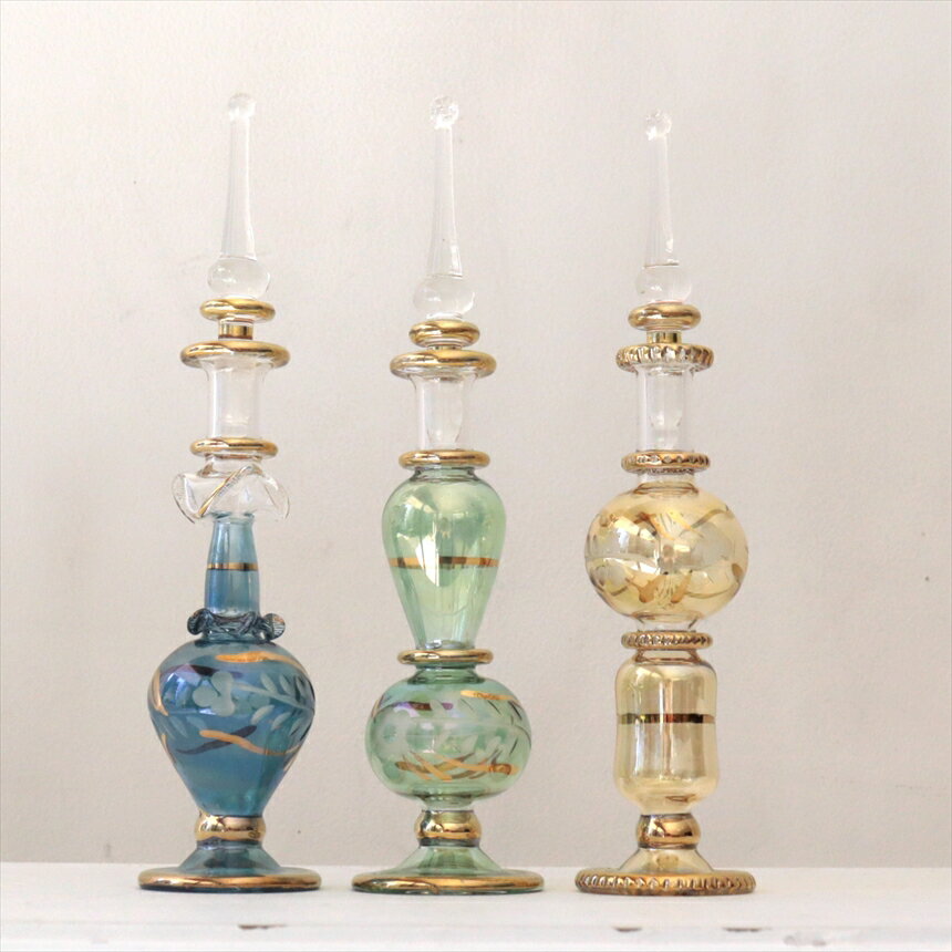 【10%OFFクーポン対象品】ガラス エジプト香水瓶 3本セット　クレオパトラ　Egyptian Perfume Bottle