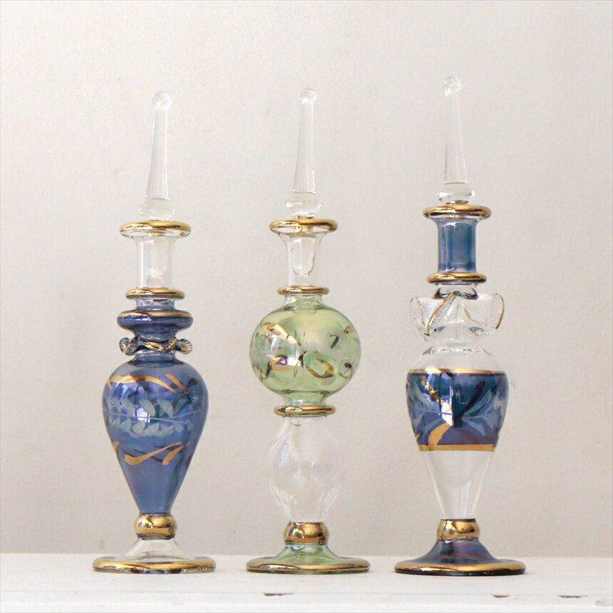 ガラス エジプト香水瓶 3本セット　クレオパトラ　Egyptian Perfume Bottle