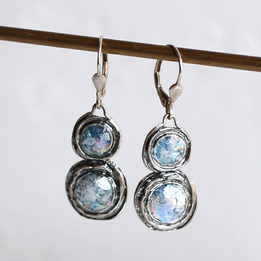 【10%OFFクーポン対象】ローマンガラスカンパニー/ピアス The Roman Glass Companyイスラエル出土銀化古代ガラスとシルバー