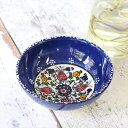 トルコ製ボウル(手書きキュタフヤ陶器):ネイビーΦ12cm