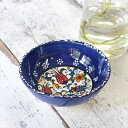 トルコ製ボウル(手書きキュタフヤ陶器):ネイビーΦ12cm