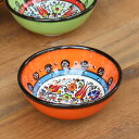 トルコ製ボウル (手書きキュタフヤ陶器) φ12cm オレンジ