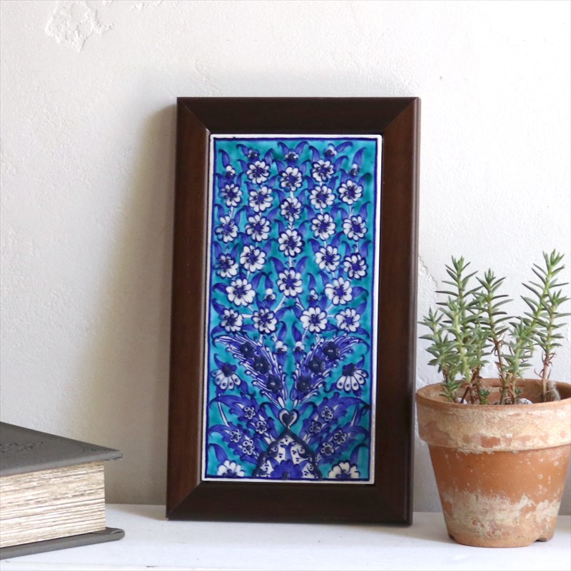ȥ륳ƫ ߥ˥1 H24W14D1.5cm ץĥ꡼ ֥롼 Turkish Hand Paint Tile