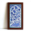 【15%OFFクーポン対象品】トルコタイル 手書き陶器2枚額 H47×W27×D1.5cm ブルーチューリップ Turkish Hand Paint Tiles