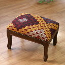 オールドキリム木製家具 H29×W39×D29cm レクタングルサイズ スツール・オットマン old kilim stool ottman