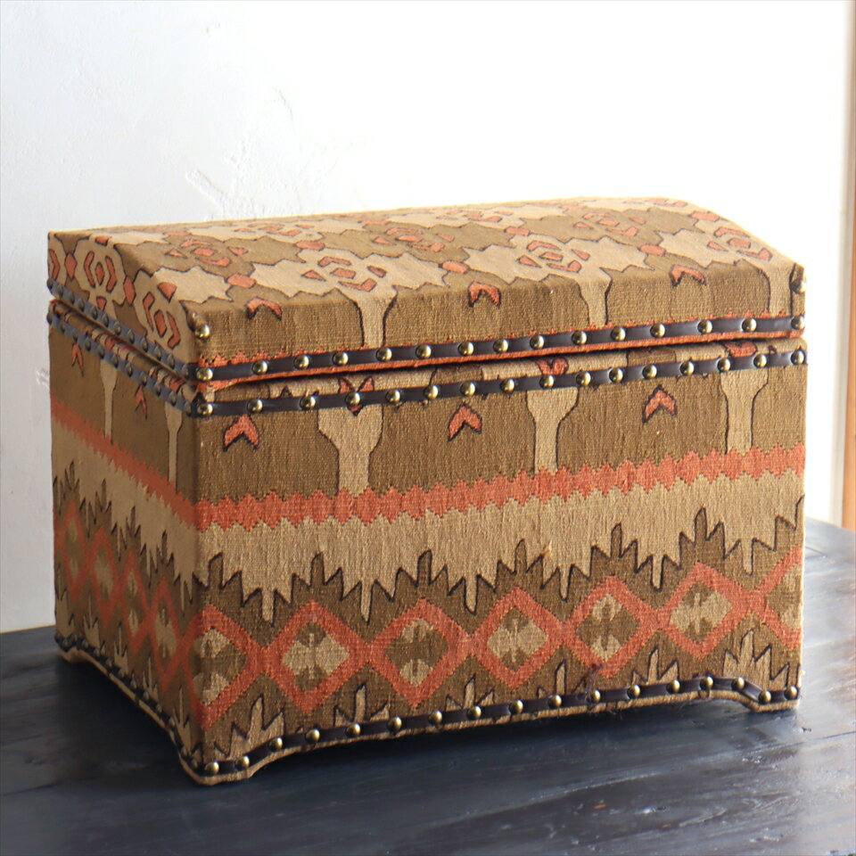 オールドキリム木製家具宝箱 H35.5×W46.5×D35cm Lサイズ・シャルキョイ Kilim Sandiklar