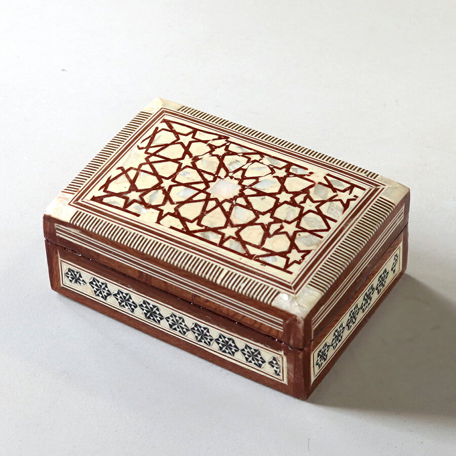 エジプト螺鈿ジュエリーボックス長方形・Mother of Pearl Jewelry Box Rectangle/H4.5×W12×D9cm