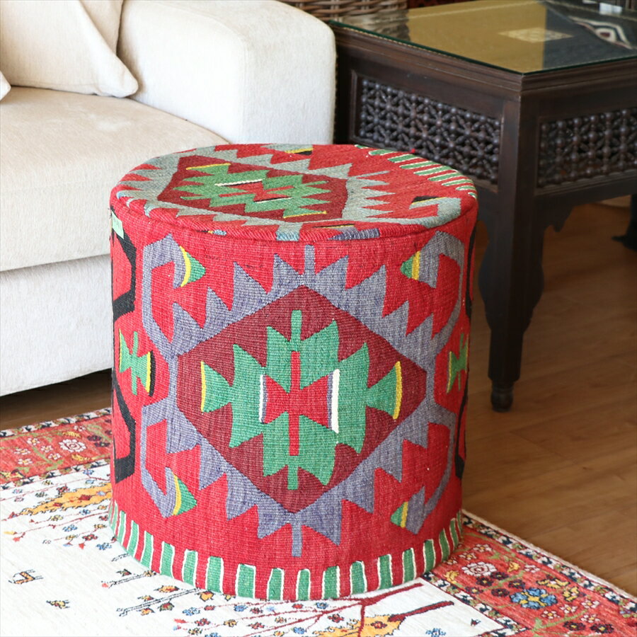 Rakuten - 【15%OFFクーポン対象】オールドキリムプフ　キリムスツール シリンダー Old Kilim Pouf Cylinder イーブルアイ　フロアクッション オットマンプフ【中綿別売り】