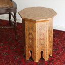 シリア製寄木細工の木製サイドテーブル W41xH50.5xD41cm Syrian Mosaic Furniture Octagon Table 【OUTLET 難あり】