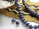 ガーナ・アナンシビーズ（再生ガラスビーズ）　ブルー・レッド・ホワイトマーブル/2粒　 African glass anansi beads, GAHANA【クリックポスト利用可】 3