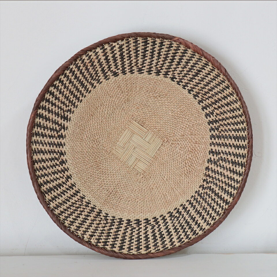 Rakuten - ジンバブエ　ヤシの繊維で編んだバスケット 直径40cm Zimbabwe Binga Basket 現品お届け