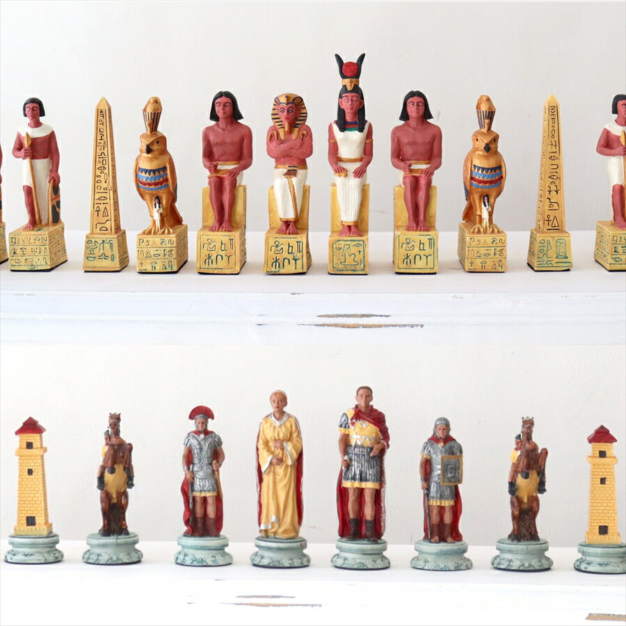 チェス駒　32ピース チェスセット　フィギュア　11cm古代エジプト vs ローマ帝国