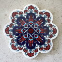 鍋敷き トルコ陶器 タイル チューリップ/ホワイト