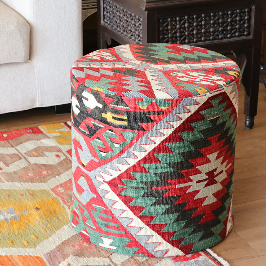 オールドキリムプフ・シリンダー Old Kilim Pouf Cylinder イーブルアイ・プフクッション・オットマンプフ【中綿別売り】