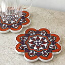 鍋敷き トルコ陶器 タイル チューリップ・オレンジ