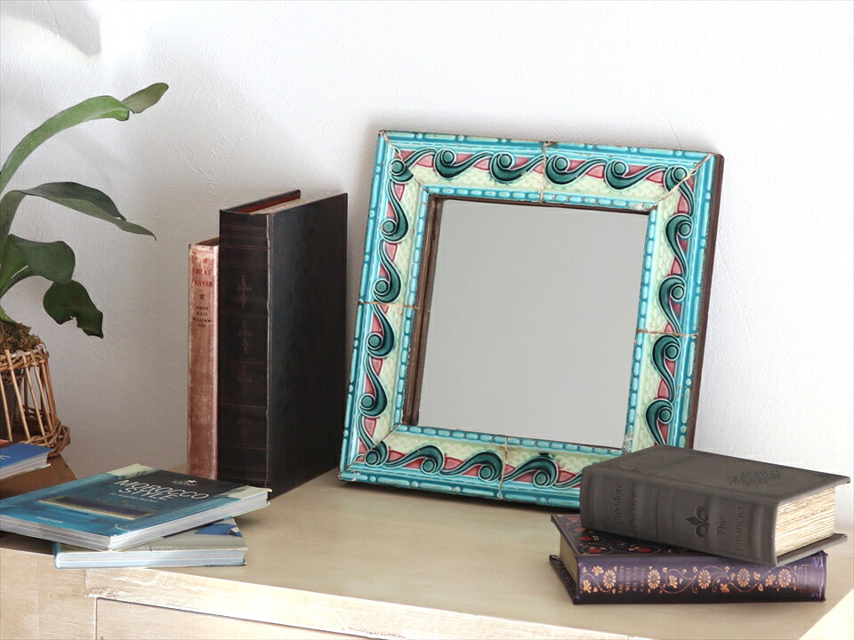 マジョリカタイルミラースクエア 30.5×30.5cm majolica tile mirror [2]