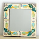 マジョリカタイルミラースクエア 30.5×30.5cm フラワーデザイン majolica tile mirror その1