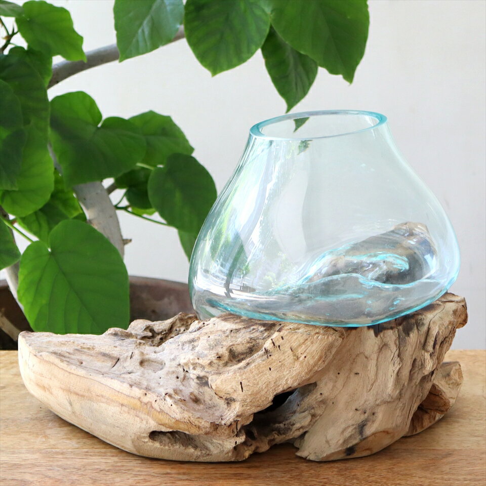 流木 フラワーベース 花瓶 【現品お届け】H25×W33×D25cm ガラスベース glass planter/flower vase 1