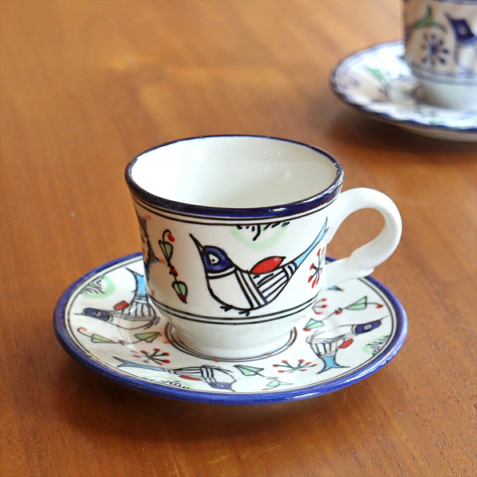 鳥の絵柄 カップ・ソーサー 2個セット