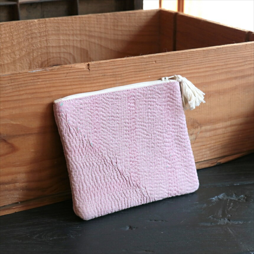 Rakuten - カンタ刺繍　ミニポーチ　フラットポーチ16.5×19cmヴィンテージカンタ　現品