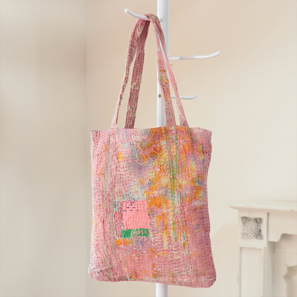 Rakuten - カンタ刺繍　フラットトートバッグ　現品ヴィンテージカンタ　肩掛けショルダー　A4サイズが入る