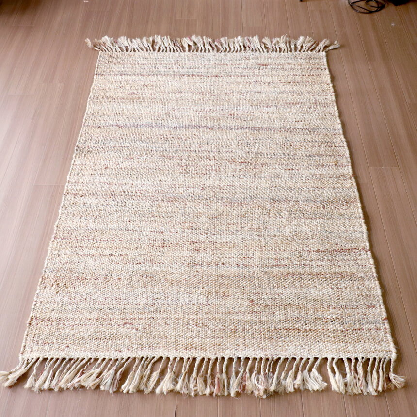 Rakuten - 【15%OFFクーポン対象】ジュートラグ 手織り　天然繊維　麻　 200×140cm ナチュラルベージュ