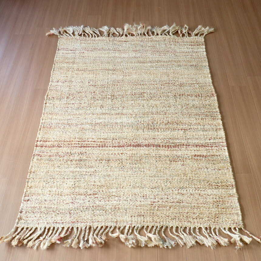 Rakuten - 【15%OFFクーポン対象】ジュートラグ 手織り　天然繊維　麻　 170×120cm ナチュラルベージュ