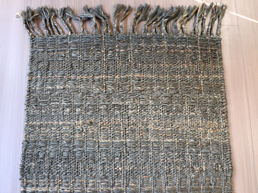 ジュートラグ 手織り 天然繊維 麻  120×80cm チャコール [3]