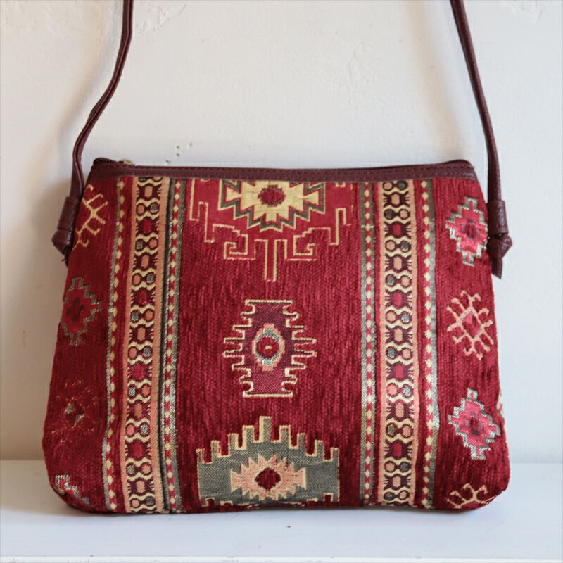 ショルダーバッグ　ポシェット トルコデザインベレケット　ボルドー