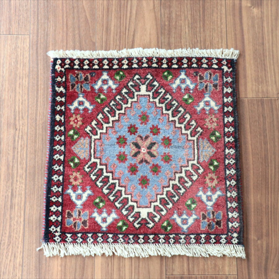 Rakuten - 【15%OFFクーポン対象】ヤラメ 手織りラグ　 44×43cm ミニサイズ /トライバルラグ