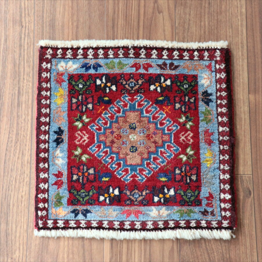 Rakuten - 【15%OFFクーポン対象】ヤラメ 手織りラグ　 40×41cm ミニサイズ /トライバルラグ