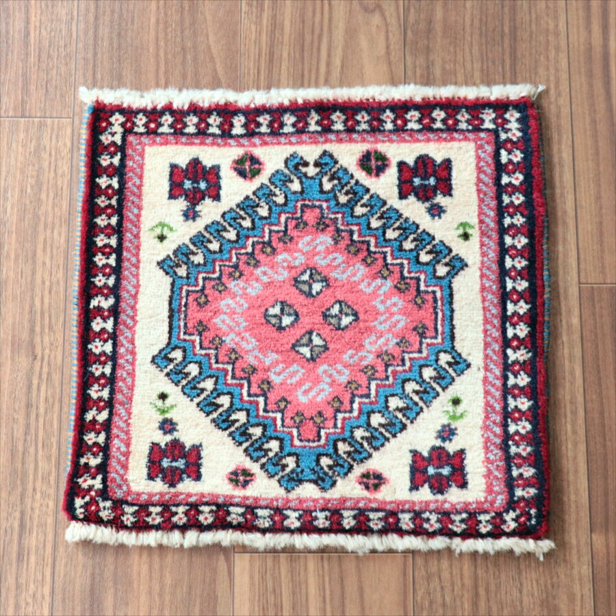 Rakuten - 【15%OFFクーポン対象】ヤラメ 手織りラグ　 39×42cm ミニサイズ /トライバルラグ