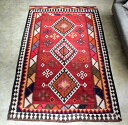 遊牧民の手織りキリム　オールドキリム カシュカイ族　Qashkai tribe Flat weaven kilim245×150cm3つのドラゴン