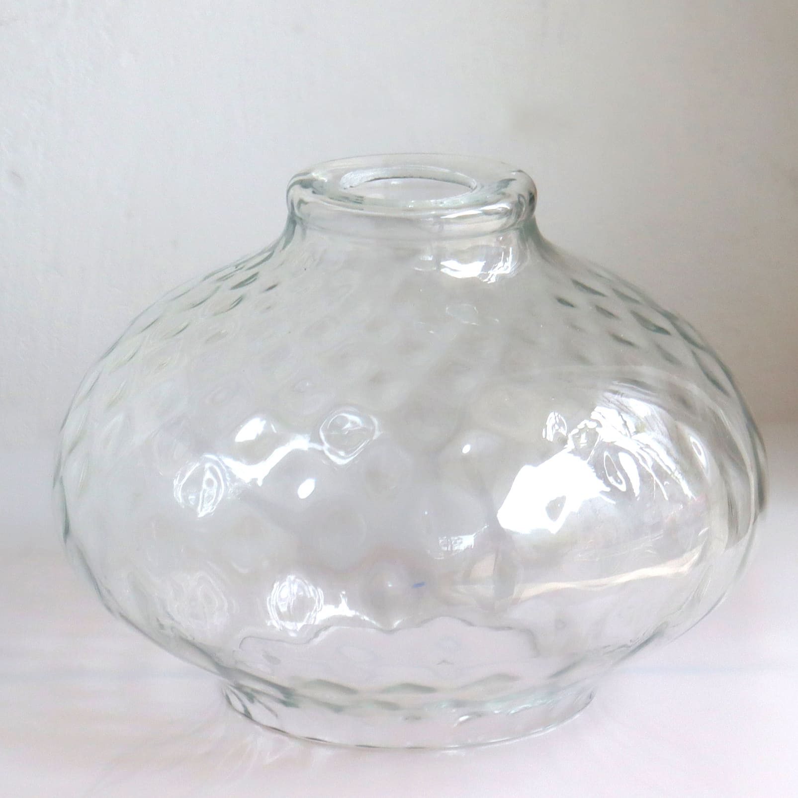 ガラスシェード　ウォルナットクリア　ディンプル　インドガラス　口径40mm内ねじ式用