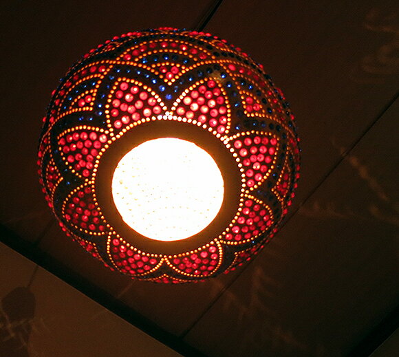 ひょうたんランプ/天井照明 エスニック照明・素材を活かした天然色 トルコ/ボドルム産 手作り 一点もの/E17電球25W付属 /店舗照明・エスニック・BOHO・輸入照明 [2]