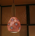 【10%OFFクーポン対象品】ひょうたんランプ/Turkish Gourd lamp, 天井照明 エスニック照明・ホワイトペイント トルコ/ボドルム産 手作り 一点もの/E17電球25W付属 /店舗照明・エスニック・BOHO・輸入照明