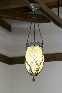 オットマンランプ・クラックガラスペンダントライト/ペンダントランプ・ナツメM グリーン店舗照明・エスニック・BOHO・輸入照明