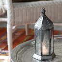 モロッコランタン キャンドルホルダー 高さ24cm オリエンタルランプ6面のレリーフガラス Morocco Lantern Candle holder