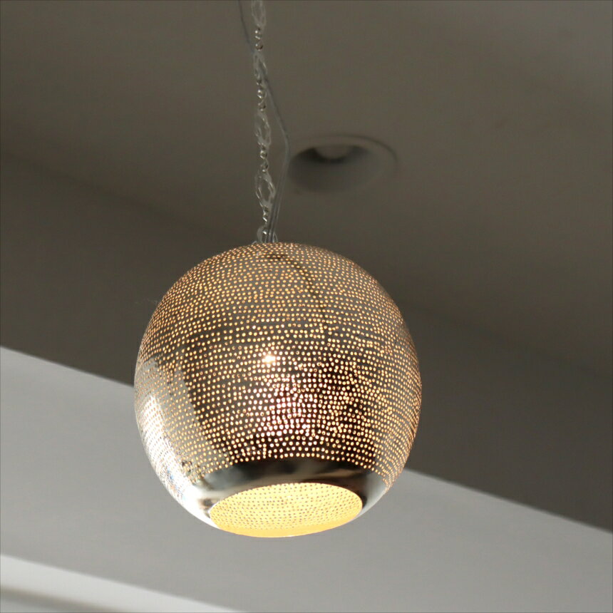 【10%OFFクーポン対象】モロッコランプ メタルシェードランプ ラウンド形 φ22cm エジプト製 ハンドメイド