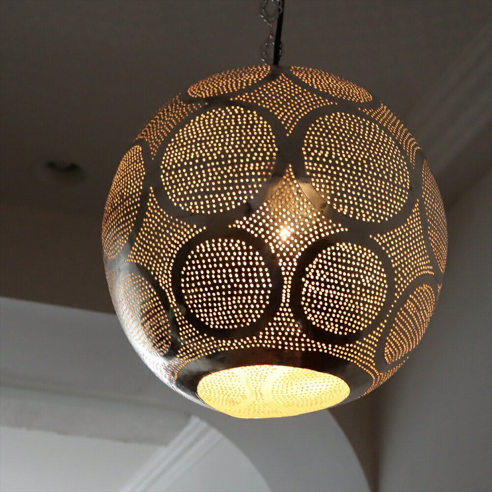【10%OFFクーポン対象】モロッコランプ/Moroccan Metal shade Lamps メタルシェード ペンダントランプラウンド形 φ28cm サークル