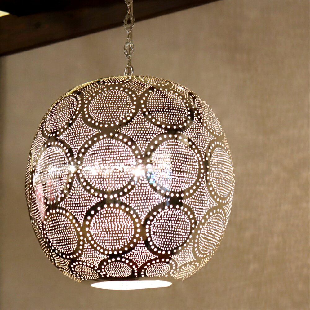 【10%OFFクーポン対象】メタルシェード モロッコランプ Moroccan Metal shade Lamps ペンダントランプ ラウンド形 φ36cm サークル